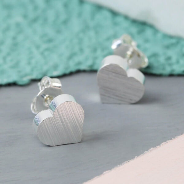 brushed silver heart bridesmaid earrings