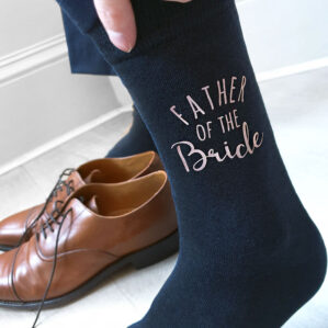 father of the bride socks navy gold