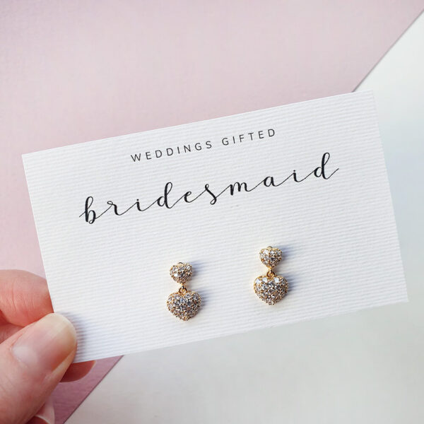 heart drop earrings bridesmaid gold 1