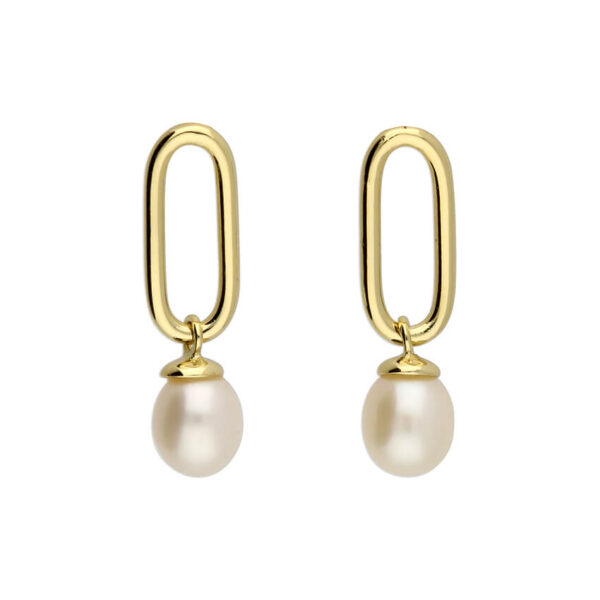 Gold Pearl Drop Link Earrings – Gigi – Weddings Gifted