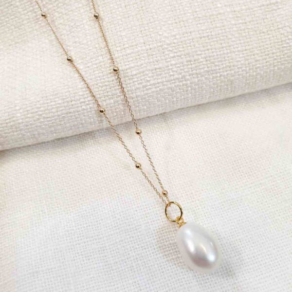 Gold pearl bridal necklace