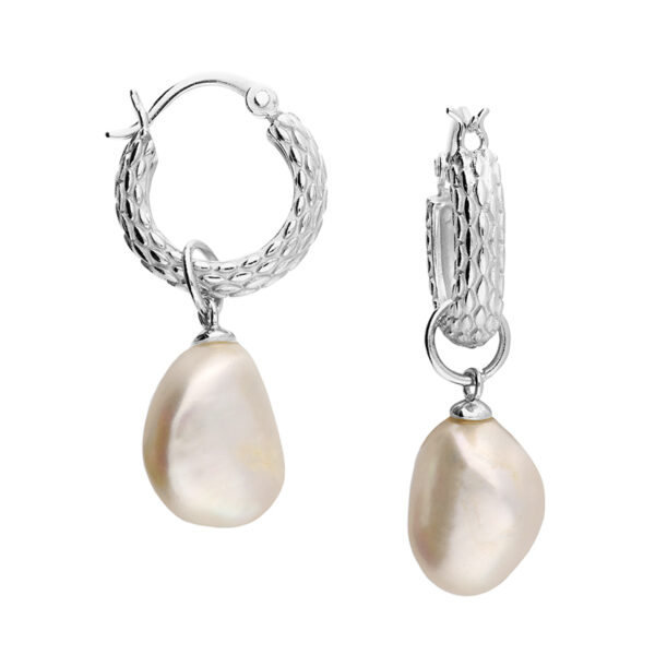 pearl drop modern bride earrings silver